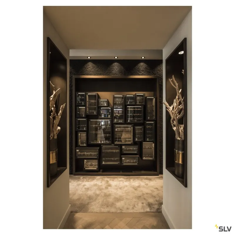 NEW TRIA 68, encastré de plafond intérieur, simple, rond, noir mat, LED, 11W, 3000K, clips ressorts, variable