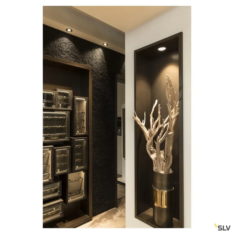 NEW TRIA 68, encastré de plafond intérieur, simple, rond, noir mat, LED, 11W, 3000K, clips ressorts, variable