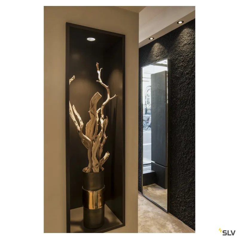 NEW TRIA 68, encastré de plafond intérieur, simple, rond, noir mat, LED, 11W, 3000K, clips ressorts, variable