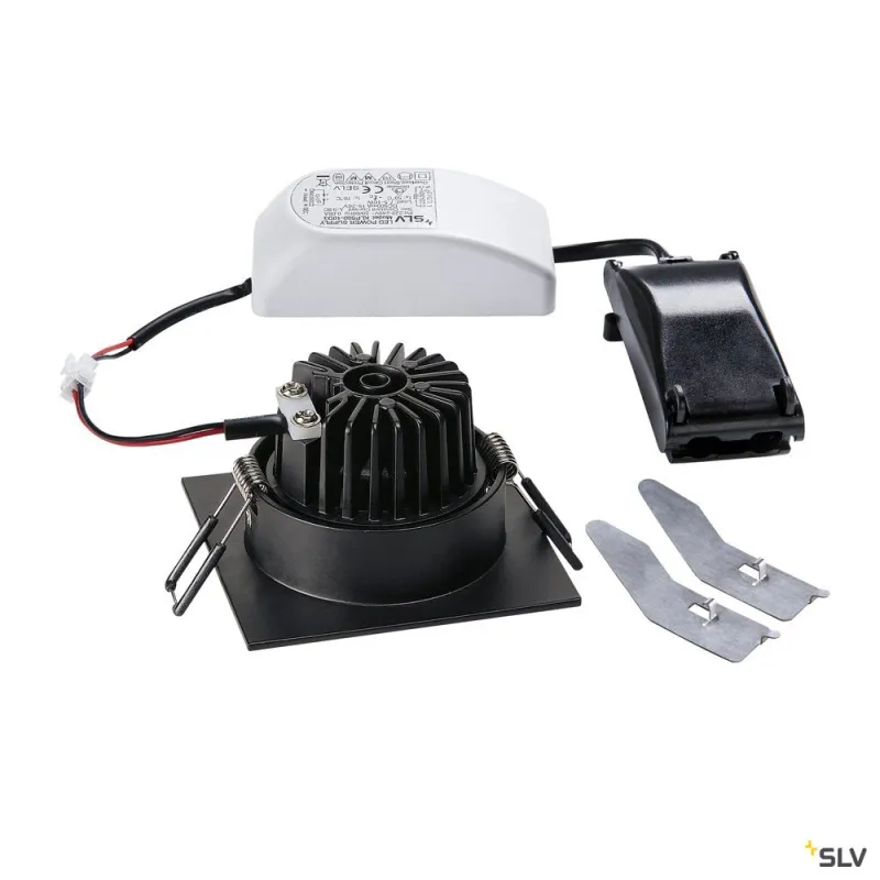 NEW TRIA 68, encastré de plafond intérieur, simple, carré, noir mat, LED, 11W, 3000K, clips ressorts, variable