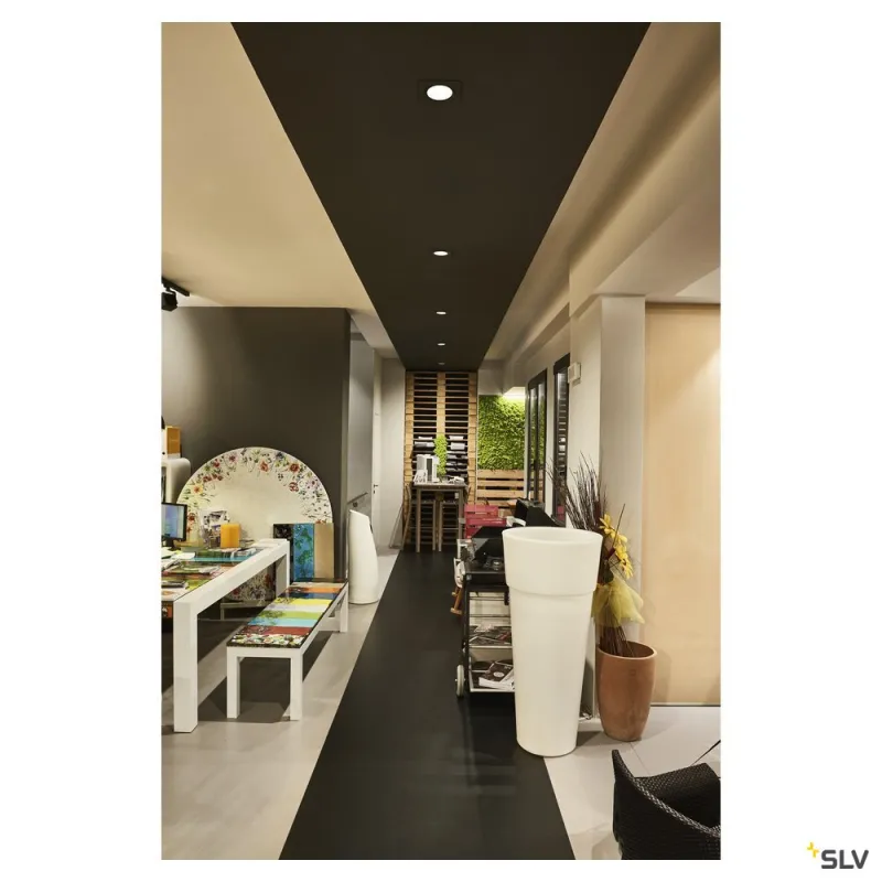 NEW TRIA 68, encastré de plafond intérieur, simple, carré, noir mat, LED, 11W, 3000K, clips ressorts, variable