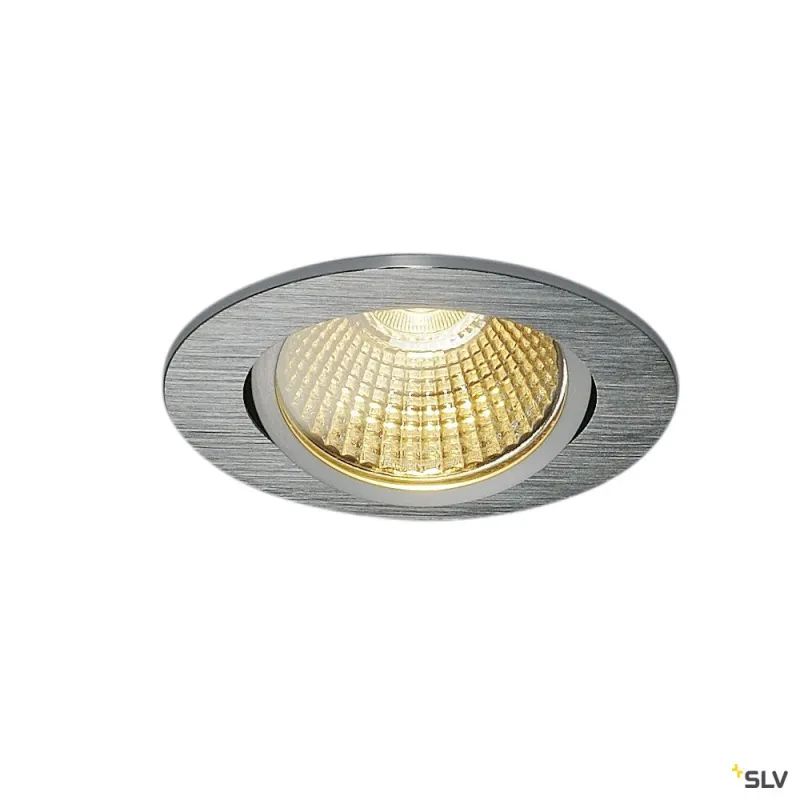 NEW TRIA 68, encastré de plafond intérieur, simple, rond, alu brossé, LED, 11W, 3000K, clips ressorts, variable