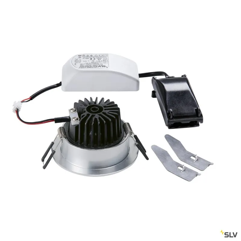 NEW TRIA 68, encastré de plafond intérieur, simple, rond, alu brossé, LED, 11W, 3000K, clips ressorts, variable