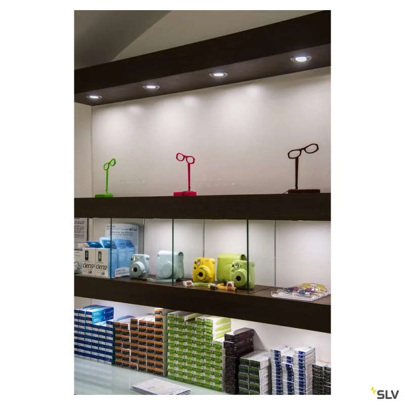 NEW TRIA 68, encastré de plafond intérieur, simple, rond, alu brossé, LED, 11W, 3000K, clips ressorts, variable