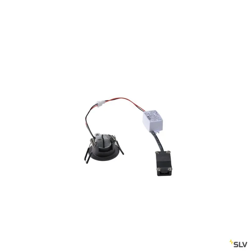 NEW TRIA 45, encastré de plafond intérieur, simple, rond, noir mat, LED, 4,2W, 3000K, IP20/IP44, clips ressorts
