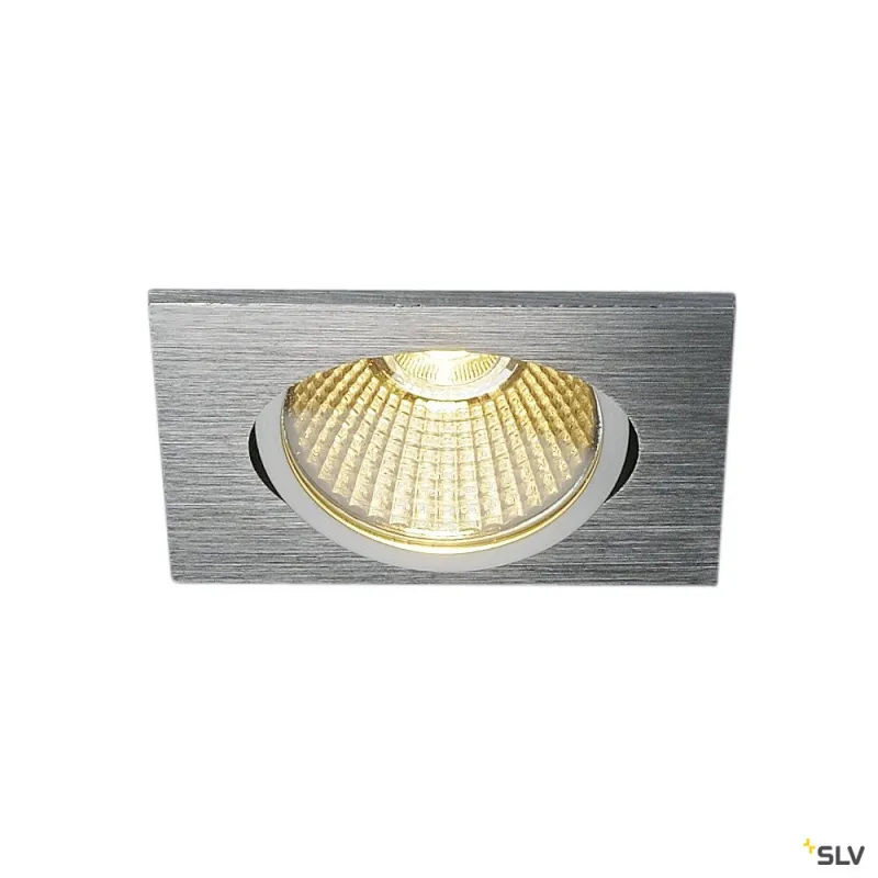 NEW TRIA 68, encastré de plafond intérieur, simple, carré, alu brossé, LED, 11W, 3000K, clips ressorts, variable