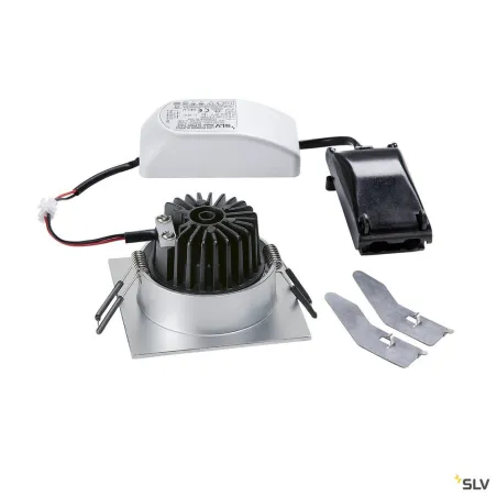NEW TRIA 68, encastré de plafond intérieur, simple, carré, alu brossé, LED, 11W, 3000K, clips ressorts, variable