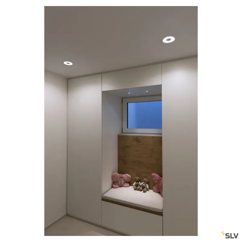 NEW TRIA 45, encastré de plafond intérieur, simple, rond, blanc mat, LED, 4,2W, 3000K, IP20/IP44, clips ressorts