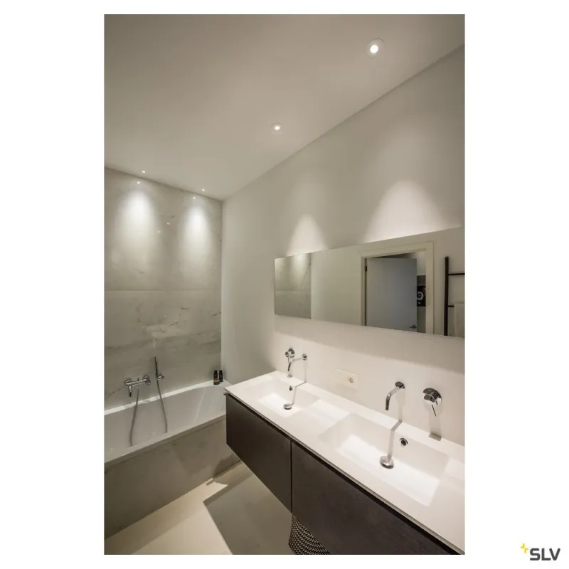 NEW TRIA 45, encastré de plafond intérieur, simple, rond, blanc mat, LED, 4,2W, 3000K, IP20/IP44, clips ressorts