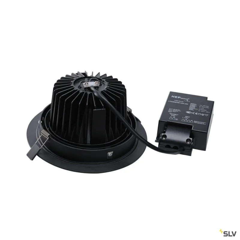 NEW TRIA 150, encastré de plafond intérieur, simple, rond, noir, LED, 29W, 3000K, clips ressorts, variable 1-10V