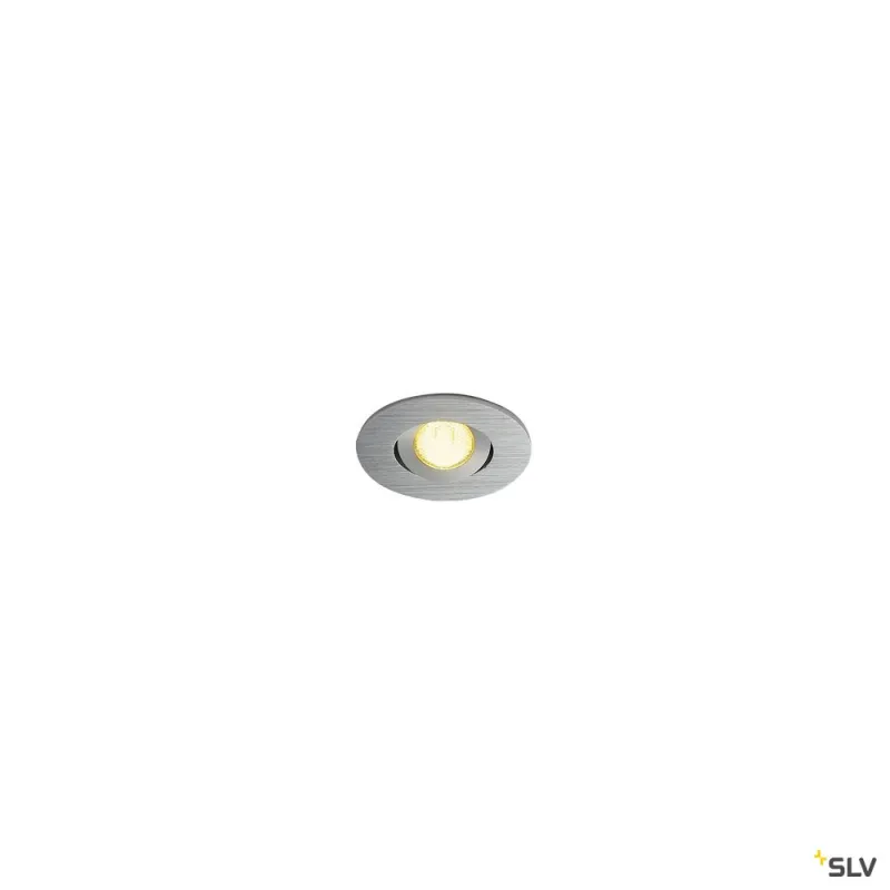 NEW TRIA 45, encastré de plafond intérieur, simple, rond, alu brossé, LED, 4,2W, 3000K, IP20/IP44, clips ressorts