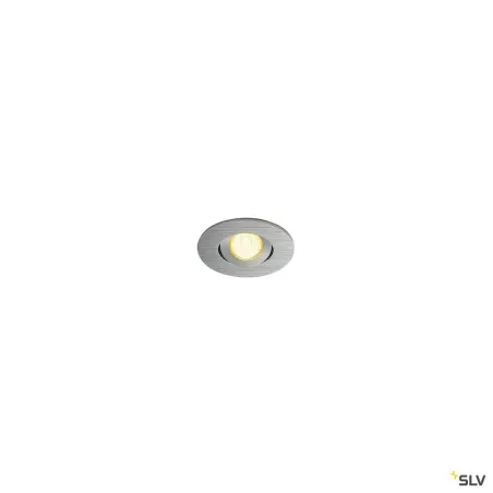 NEW TRIA 45, encastré de plafond intérieur, simple, rond, alu brossé, LED, 4,2W, 3000K, IP20/IP44, clips ressorts