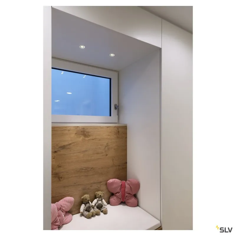 NEW TRIA 45, encastré de plafond intérieur, simple, rond, alu brossé, LED, 4,2W, 3000K, IP20/IP44, clips ressorts