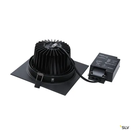 NEW TRIA 150, encastré de plafond intérieur, simple, carré, noir, LED, 29W, 3000K, clips ressorts, variable 1-10V