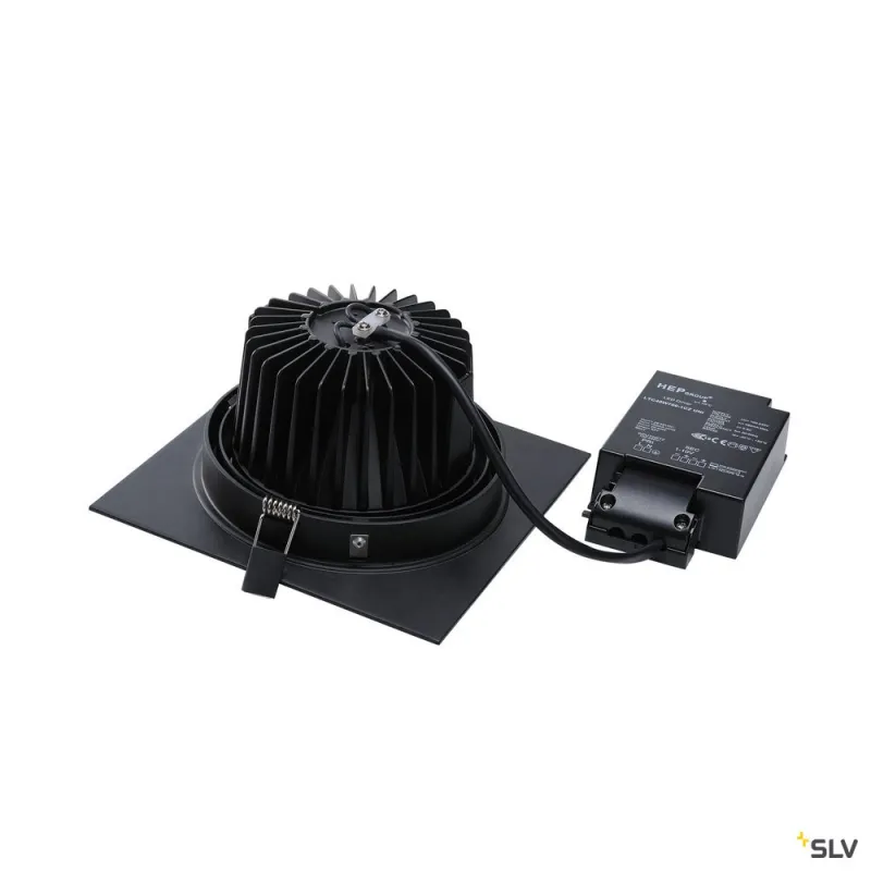 NEW TRIA 150, encastré de plafond intérieur, simple, carré, noir, LED, 29W, 2700K, clips ressorts, variable 1-10V