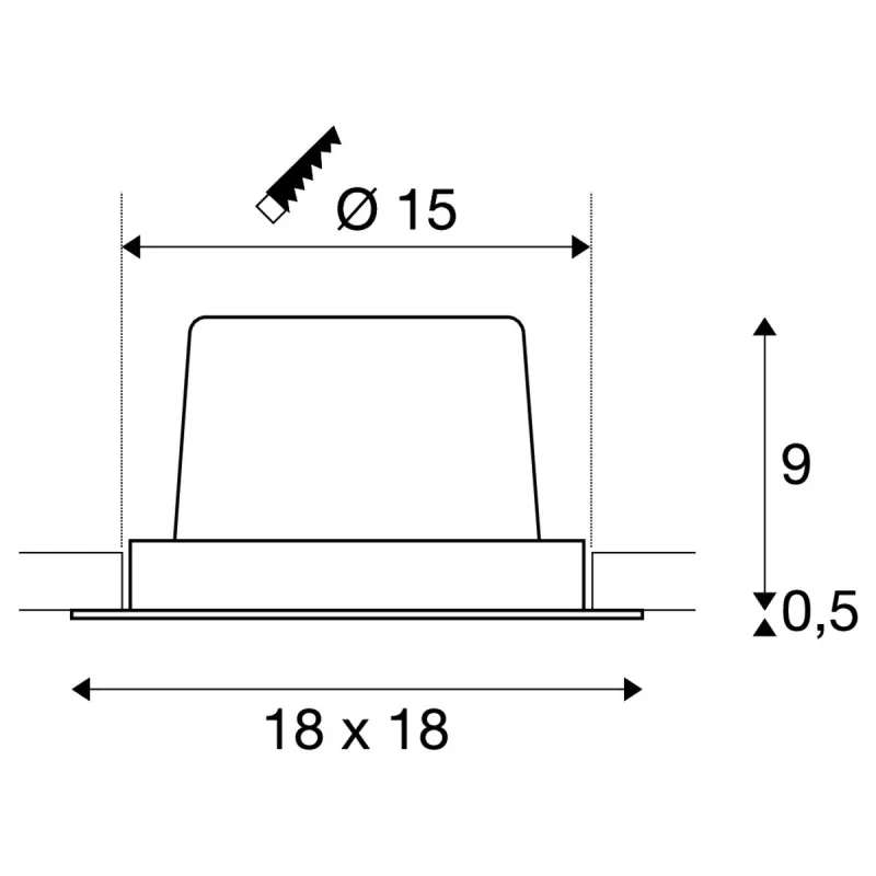 NEW TRIA 150, encastré de plafond intérieur, simple, carré, blanc, LED, 29W, 3000K, clips ressorts, variable 1-10V