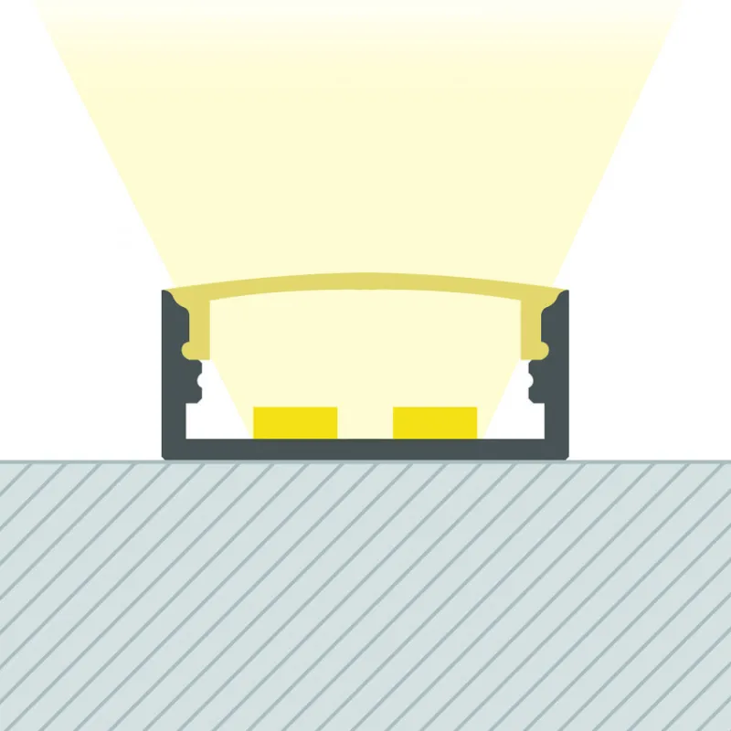 Profilé Aluminium large double ruban avec diffuseur Continu pour Ruban LED