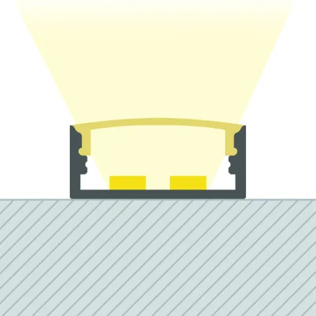 Profilé Aluminium large double ruban avec diffuseur Continu pour Ruban LED