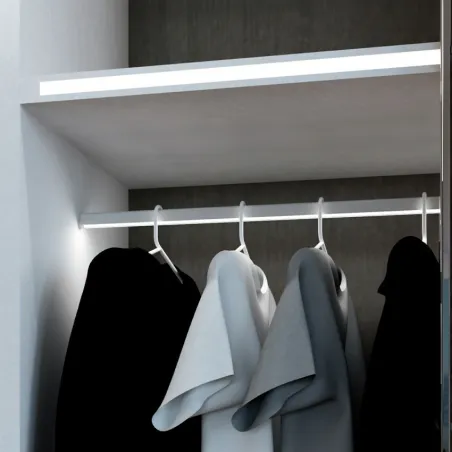 Profilé Aluminium ruban tringle vêtement placard dressing avec diffuseur Continu pour Ruban LED