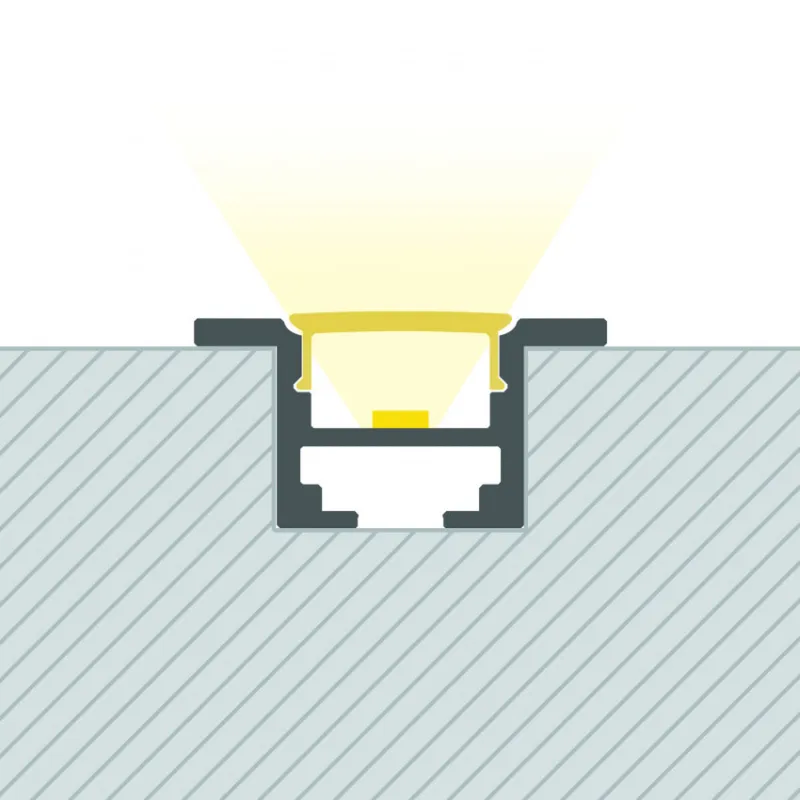 Profilé Aluminium ruban encastrable plafond avec diffuseur Continu pour Ruban LED