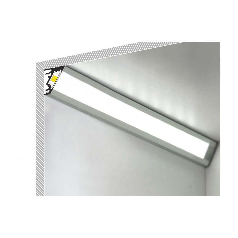 Profilé Aluminium ruban d'angle avec diffuseur pour Ruban LED