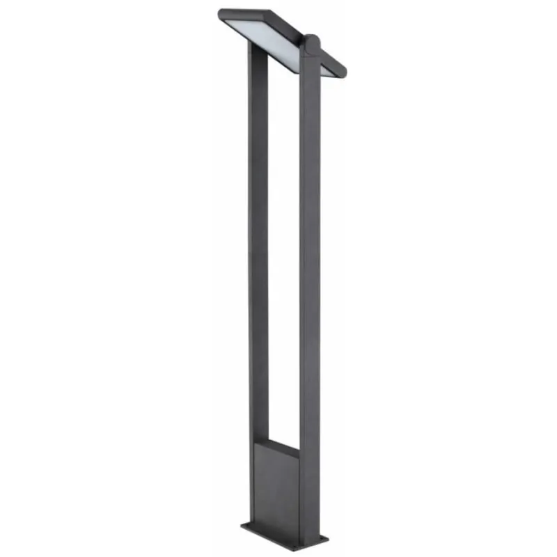 Borne led potelet 100cm-noire-tete solaire orientable-capteur crépusculaire-ip54-200lm-3000k