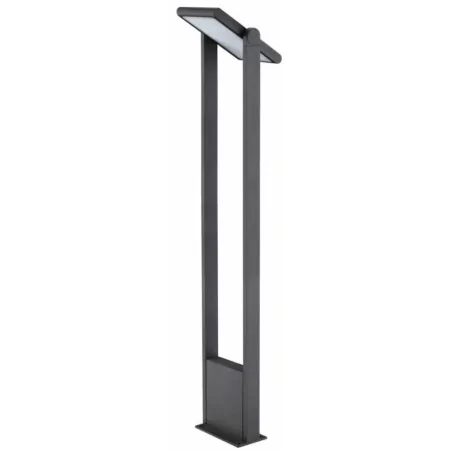 Borne led potelet 100cm-noire-tete solaire orientable-capteur crépusculaire-ip54-200lm-3000k