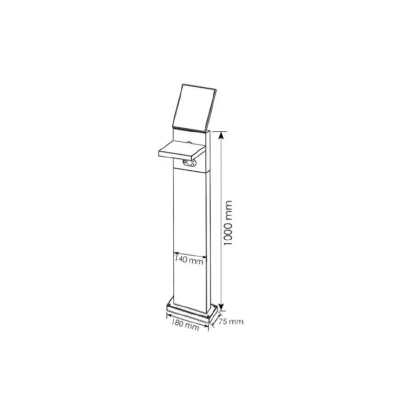 Borne led potelet 100cm-gris anthracite-tête solaire orientable-détecteur mouvement-ip54-220lm-3000k