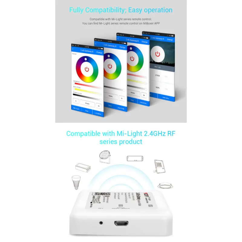 Contrôleur boitier wifi pour ampoule spot led rgbw réseau