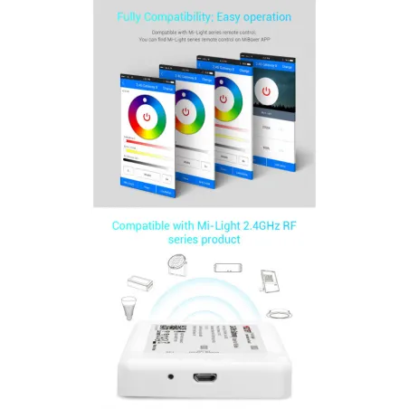 Contrôleur boitier wifi pour ampoule spot led rgbw réseau