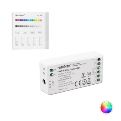 Kit Contrôleur Variateur RF-RGB+W 12-24V Télécommande 4 Zones MiBoxer