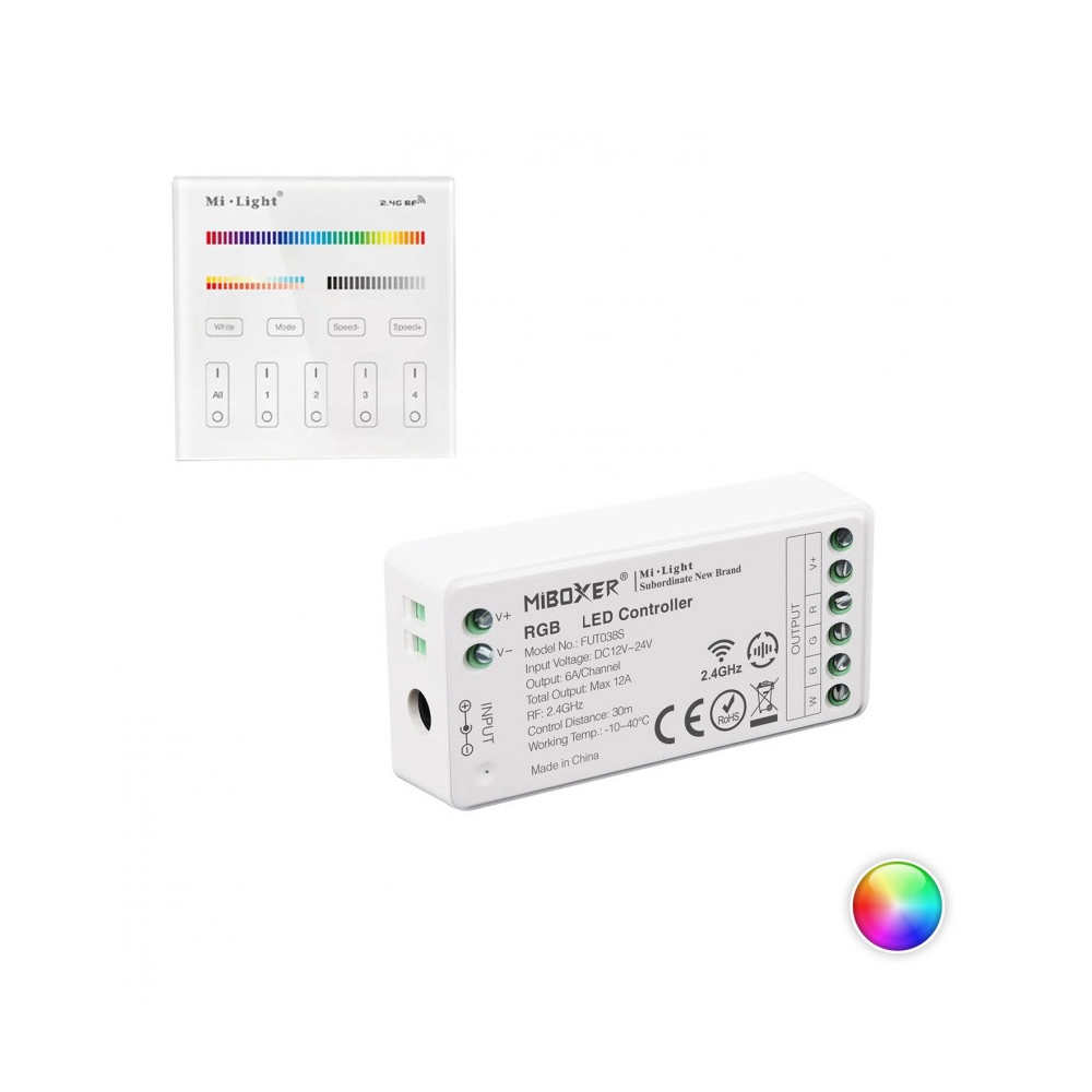 Kit Contrôleur Variateur RF-RGB 12-24V Télécommande 4 Zones MiBoxer