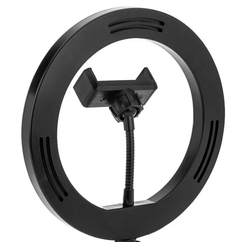 Lampadaire noir barre led 12w cct anneaux selfie vidéo support smartphones