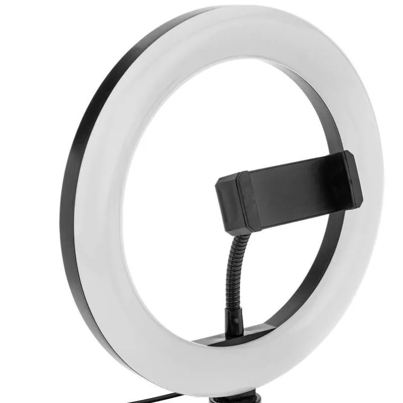 Lampadaire noir barre led 12w cct anneaux selfie vidéo support smartphones