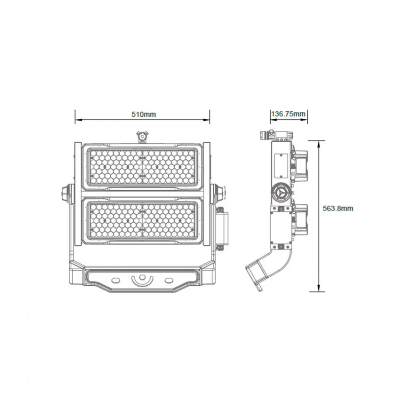 Projecteur led 500w variable Dali éclairage grande hauteur stade, grue, monument-hangar 85000 lumens ip66