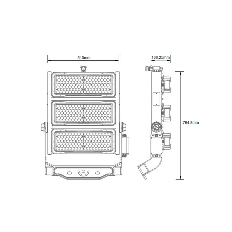 Projecteur led 750w variable dali éclairage grande hauteur stade, grue, monument-hangar 127500 lumens ip66