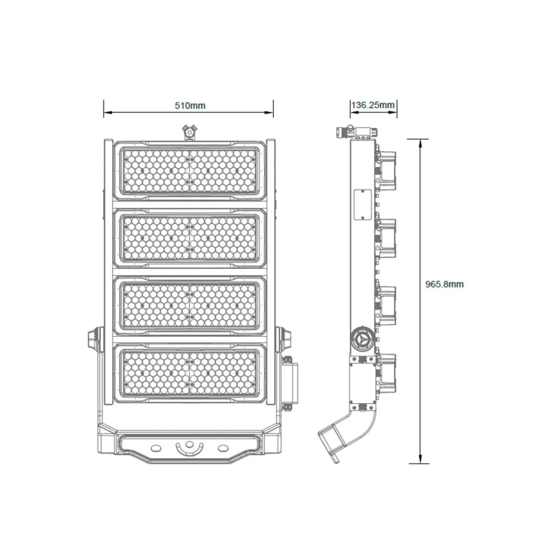 Projecteur led 1000w variable Dali éclairage grande hauteur stade, grue, monument-hangar 170000 lumens ip66