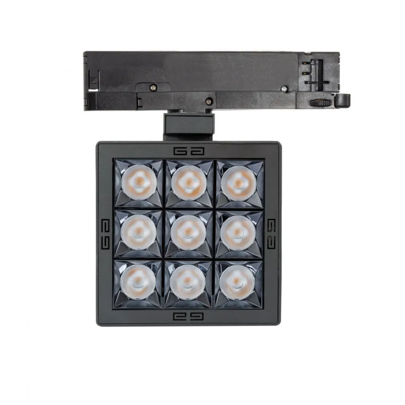 Projecteur led 30w noir-40°-cri 85-2720lm-rail 3 allumages boutiques commerces