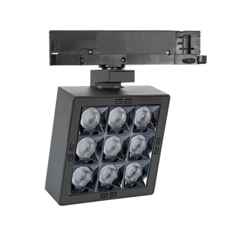 Projecteur led 30w noir-40°-cri 85-2720lm-rail 3 allumages boutiques commerces