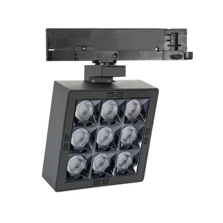 Projecteur led 40w noir-40°-cri 85-3150lm-rail 3 allumages boutiques commerces