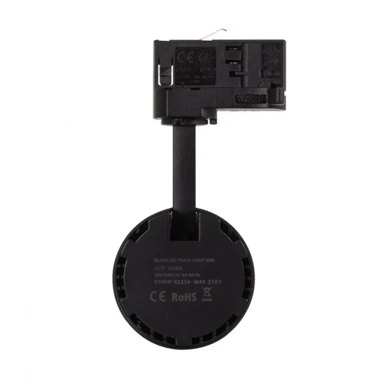 Projecteur led 30w noir-3000lm-rail 3 allumages boutiques commerces