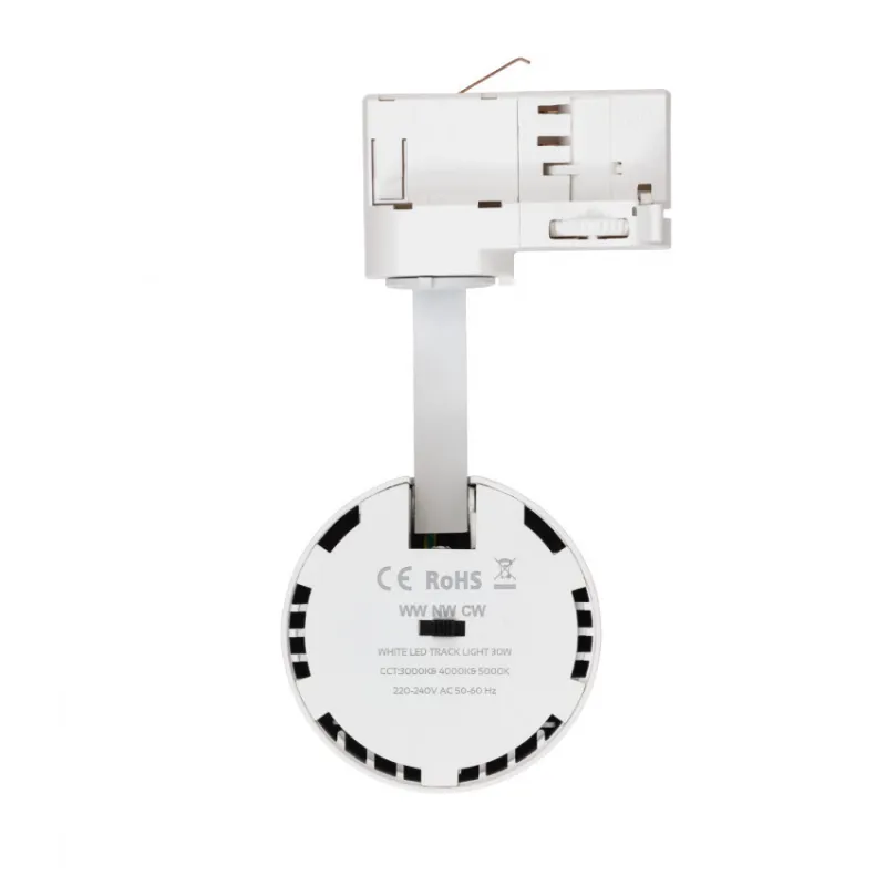 Projecteur led 30w blanc-36°-cri 80-2400lm-cct-rail 3 allumages boutiques commerces