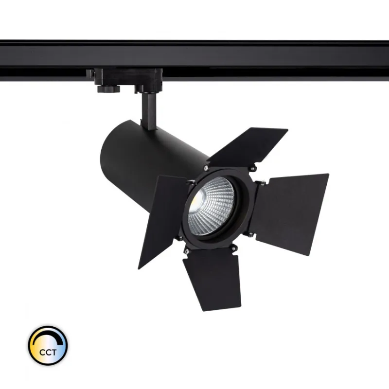 Projecteur led 40w a clapet noir-cri 90-4000lm-cct-rail 3 allumages boutiques commerces