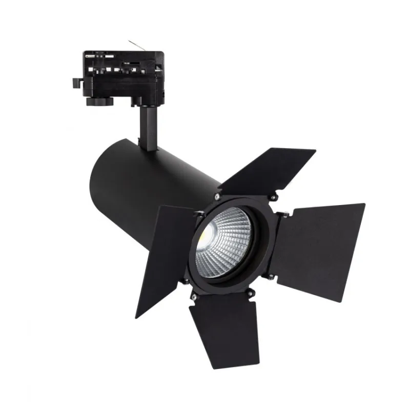 Projecteur led 40w a clapet noir-cri 90-4000lm-cct-rail 3 allumages boutiques commerces