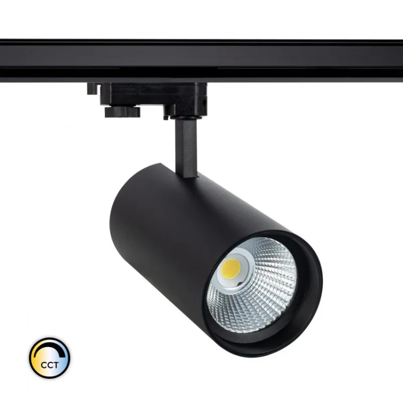 Projecteur led 40w noir-3700lm-cct-rail 3 allumages boutiques commerces