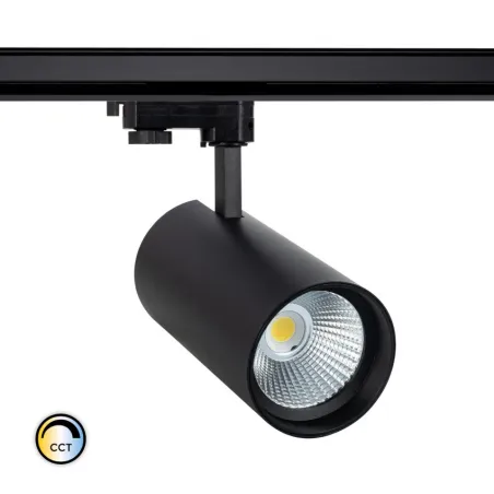 Projecteur led 40w noir-3700lm-cct-rail 3 allumages boutiques commerces