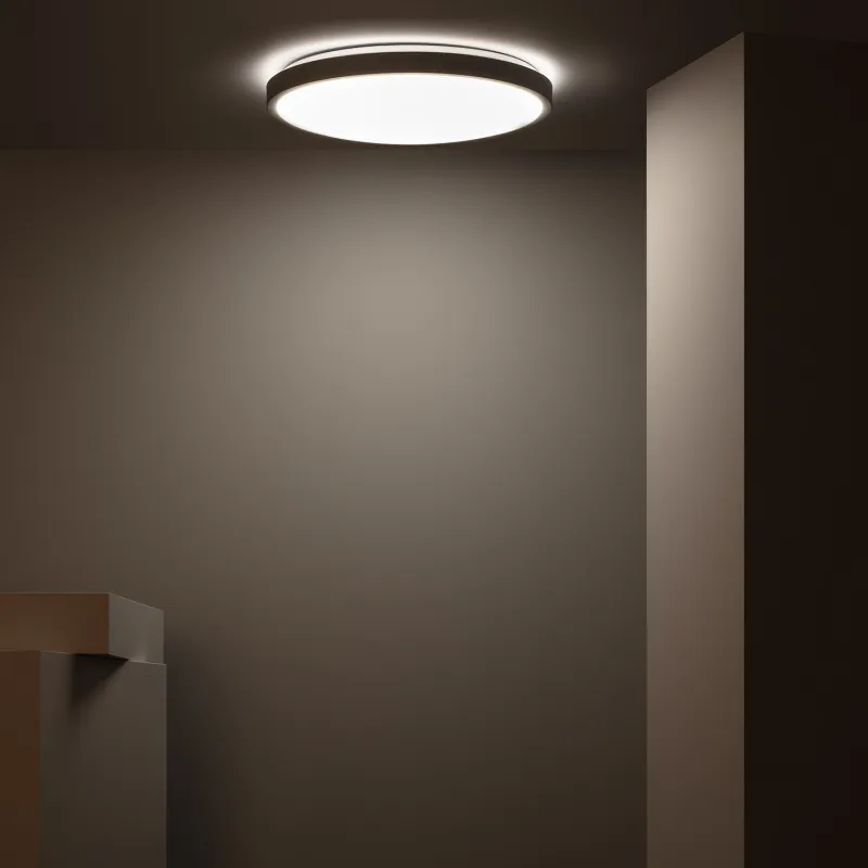 Applique plafonnier 24w led cct-métal gris-48cm