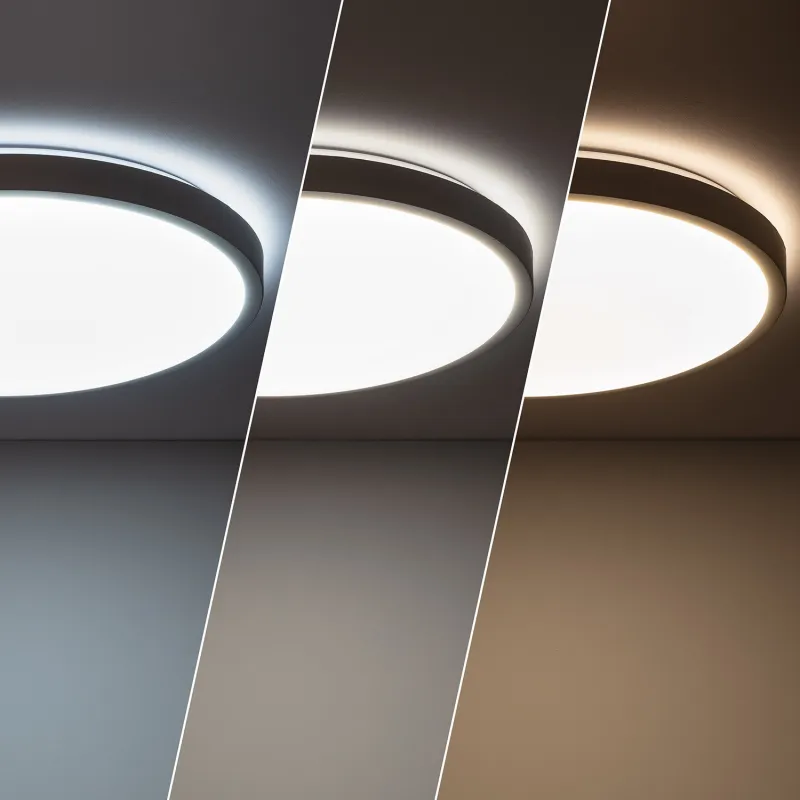 Applique plafonnier 24w led cct-métal gris-48cm