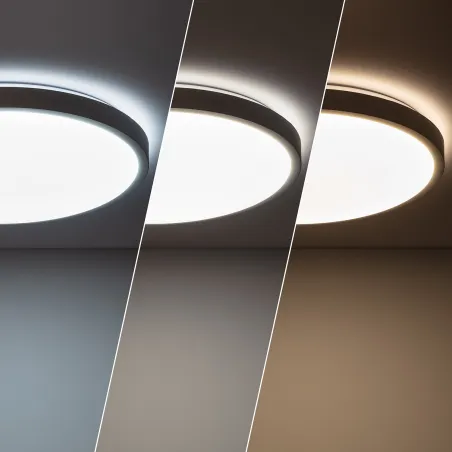 Applique plafonnier 24w led cct-métal gris-48cm