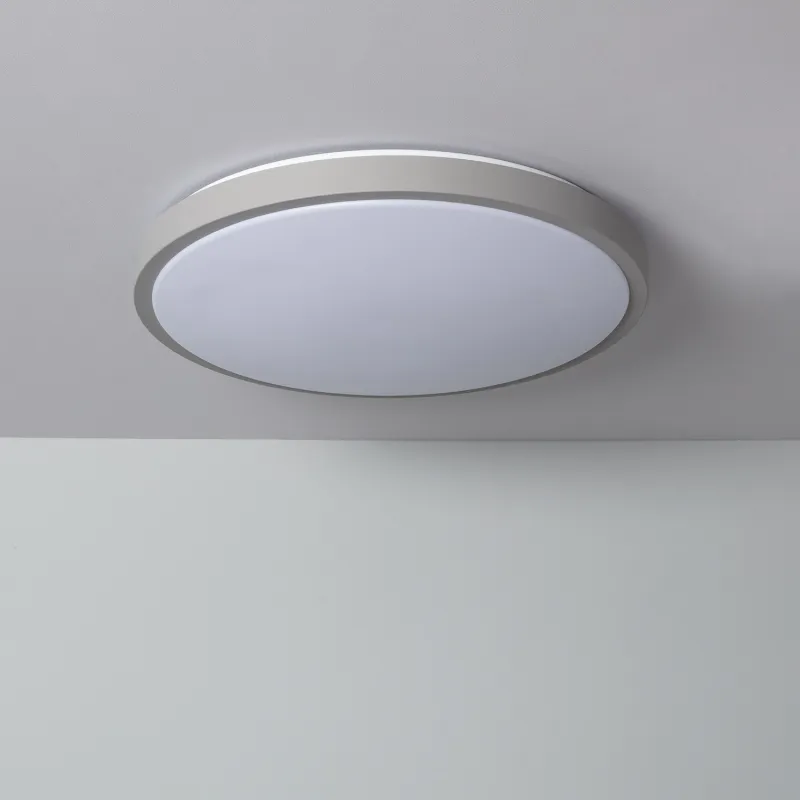 Applique plafonnier 24w led cct-métal rond gris-48cm